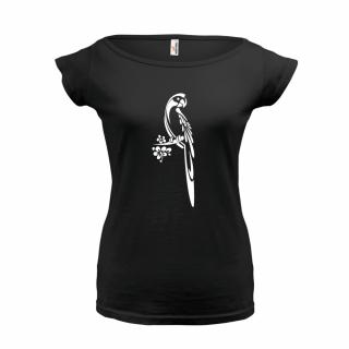 PAPOUŠEK (černé, bílý potisk) dámské velikost L (Dámské tričko s potiskem)