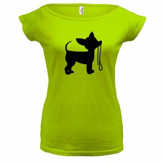 PES S  VODÍTKEM 3 (zelené, černý potisk) dámské velikost L (Dámské tričko s potiskem)
