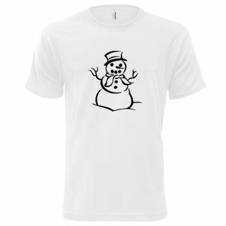 SNĚHULÁK (bílé, černý potisk) pánské velikost L (Pánské tričko s potiskem)