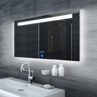 MALENA 60 až 160 cm – zrcadlo do koupelny s LED osvětlením a hodinami Rozměr: 120x65cm
