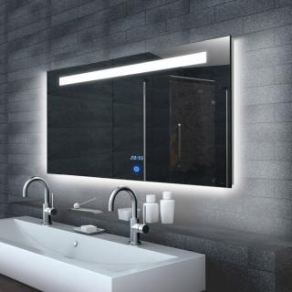 MALENA 60 až 160 cm – zrcadlo do koupelny s LED osvětlením a hodinami Rozměr: 140x65cm
