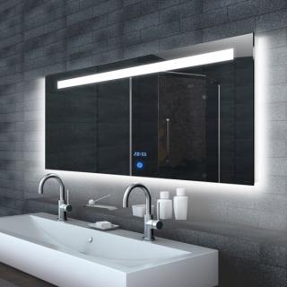 MALENA 60 až 160 cm – zrcadlo do koupelny s LED osvětlením a hodinami Rozměr: 160x65cm