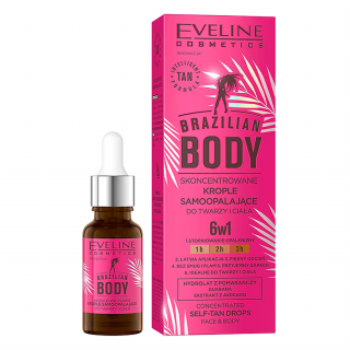 Eveline cosmetics Brazilian body Koncentrované samoopalovací kapky na obličej a tělo 18 ml