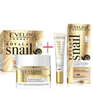 Eveline cosmetics Roayl snail Pleťový krém vyhlazující den/noc 30+ 50 ml, Eveline cosmetics Royal snail Liftingující oční krém 15 ml
