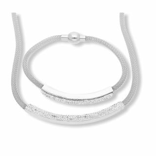 Dámský stříbrný náhrdelník s náramkem z chirurgické oceli  + dárkové balení