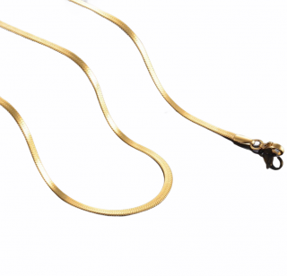 Plochý řetízek a náramek z chirurgické oceli + Délka 50 cm, šířka 0,4 cm Gold  + dárkové balení