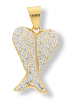 Přívěsek andělské křídlo DUO chirurgická ocel  GOLD 4,7 x 3,2 cm  + dárkové balení