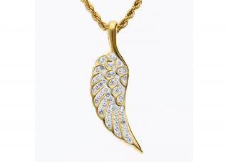 Přívěsek andělské křídlo z chirurgické oceli GOLD dvě velikosti  + dárkové balení Velikost: 3,5