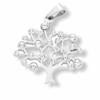 Přívěsek stříbrný strom života s krystaly z chirurgické oceli  + dárkové balení