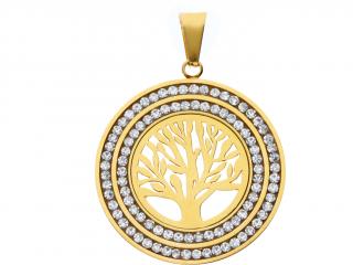 Přívěsek strom života s krystaly ve zlaté barvě  + dárkové balení