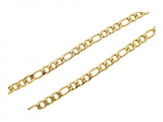 Řetízek ocelový figaro GOLD délka 60 cm, šířka 1,2 cm,  + dárkové balení