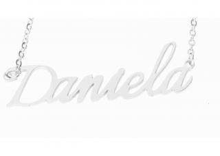 Řetízek z oceli tiskací se jménem Daniela stříbrný  + dárkové balení