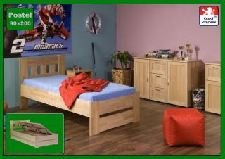 Jednolůžkové postele s úložným prostorem Filip BUK Moření: Antracit, tmavě šedá, Šířka: 90x200