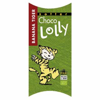 Bio čokoládové lízátko Banánový tygr, 20 g