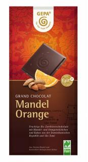 Bio hořká čokoláda 55% s mandlemi a pomerančem, 100 g