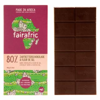 Bio hořká čokoláda 80% s Fleur de Sel, vyrobená v Ghaně, 80 g