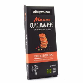 Bio hořká čokoláda Mascao s kurkumou a pepřem, 100 g