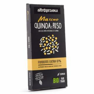 Bio hořká čokoláda Mascao s rýží a quinoou, 100 g