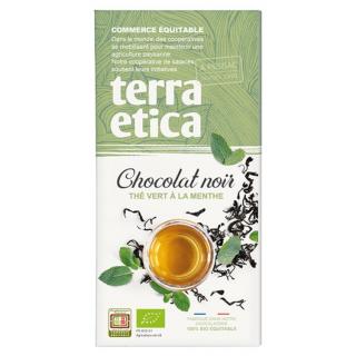 Bio hořká čokoláda s mátovým zeleným čajem, 100 g