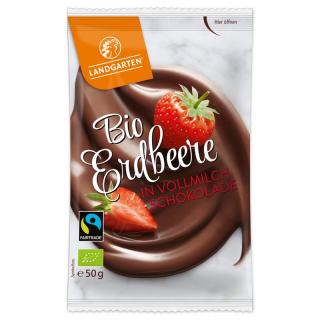 Bio jahody v mléčné čokoládě, 50 g