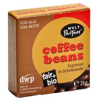 Bio kávová zrna v hořké čokoládě, 25 g
