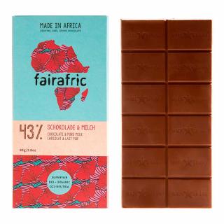 Bio mléčná čokoláda se 43 % kakaa, vyrobená v Ghaně, 80 g