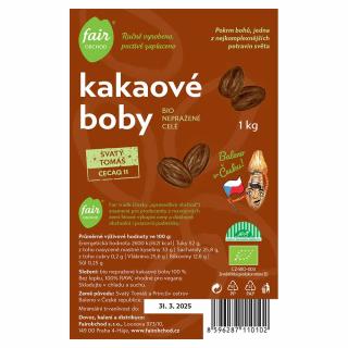 Bio nepražené kakaové boby Svatý Tomáš CECAQ 11, 1 kg