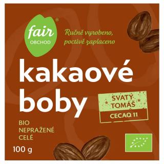 Bio nepražené kakaové boby Svatý Tomáš CECAQ 11, 100 g
