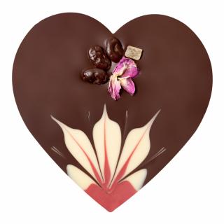 Bio srdce z hořké čokolády s malinami, 100 g