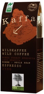 Bio zrnková divoká káva Kaffa espresso, 250 g