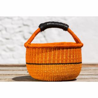 Kulatý bolga košíček premium z Ghany, různé barvy, 20 cm Barva koše: Oranžová