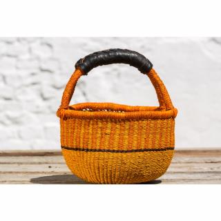 Kulatý bolga košíček premium z Ghany, různé barvy, 20 cm Barva koše: Oranžovo-žlutá