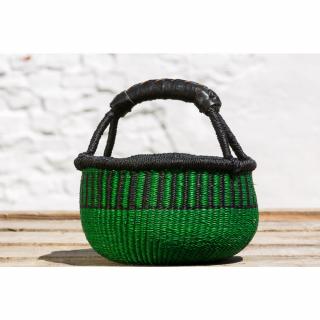 Kulatý bolga košíček premium z Ghany, různé barvy, 20 cm Barva koše: Zelená
