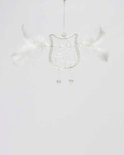 Lapač snů Sova z Bali, bílá, 8 cm
