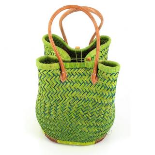 Stahovací taška z trávy juncus z Madagaskaru, zelená