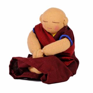 Tibetský hadrový budhistický mnich při meditaci, 8 cm