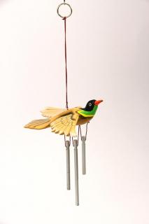 Zvonkohra letící ptáček z Bali, béžový, 16 cm
