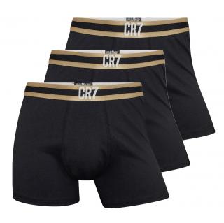 3pack pánské boxerky CR7 Basic black, gold strip Velikost: XXL