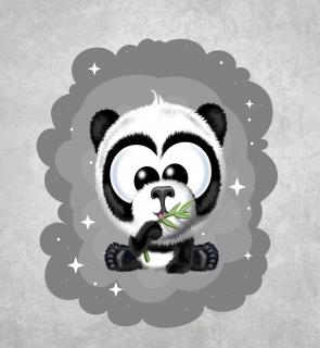 panel Vykulená Panda na mráčku - šedá