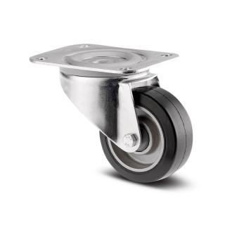 Hliníkové kolečko s černou gumovou obručí 100 mm, otočné