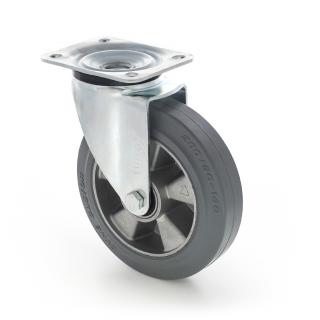 Hliníkové kolečko s šedou gumovou obručí 160 mm, otočné