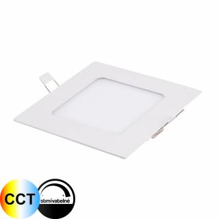 Bílý hranatý LED panel DUAL CCT 24V 6W vestavný stmívatelný 24SW6