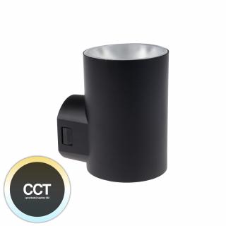 Černé nástěnné svítidlo PITE 1RB 9W CCT jednostrané kulaté