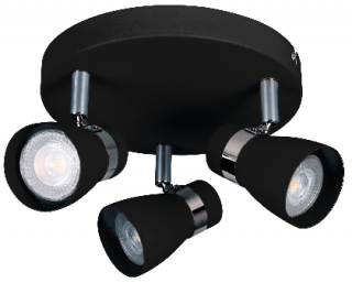 Černý bodovkový lustr ENALI EL-30 B pro 3x LED žárovku GU10 - nastavitelné bodové stropní světlo 28765