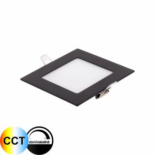 Černý hranatý LED panel DUAL CCT 24V 6W vestavný stmívatelný 24SB6