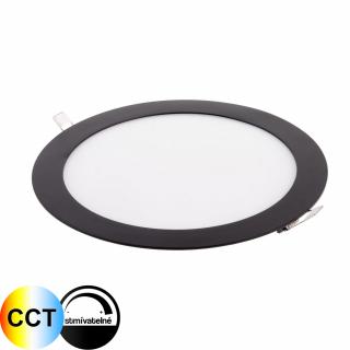 Černý kulatý LED panel DUAL CCT 24V 24W vestavný stmívatelný 24LB24