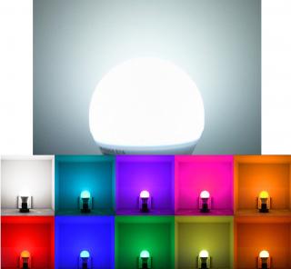 LED barevná žárovka 5W s dálkovým ovladačem E27 Barva světla: Studená bílá