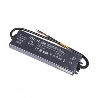 LED napájecí zdroj slim UTD 12V 250W 21A pro LED pásky - voděodolné trafo IP67 - Záruka 5let 056304