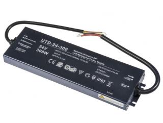 LED napájecí zdroj slim UTD 24V 300W 12,5A pro LED pásky - voděodolné trafo IP67 - Záruka 5let 056355