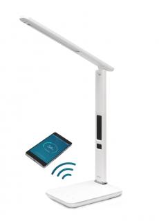 LED stolní lampička Immax KINGFISHER Qi bílá s bezdrátovým nabíjením Qi a USB 08966L